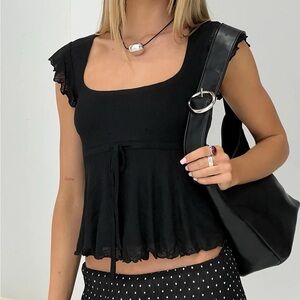 NWT Princess Polly Auroraah Frill Top Black size 4